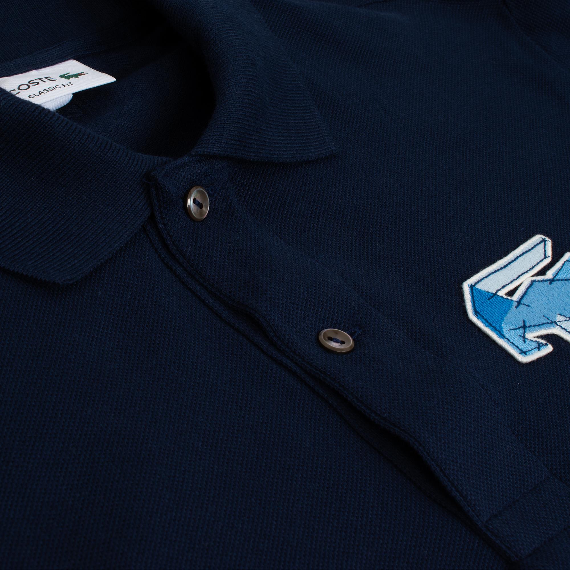 Lacoste Classic Fit L1212 Graphic Badge Polo Shirt Navy